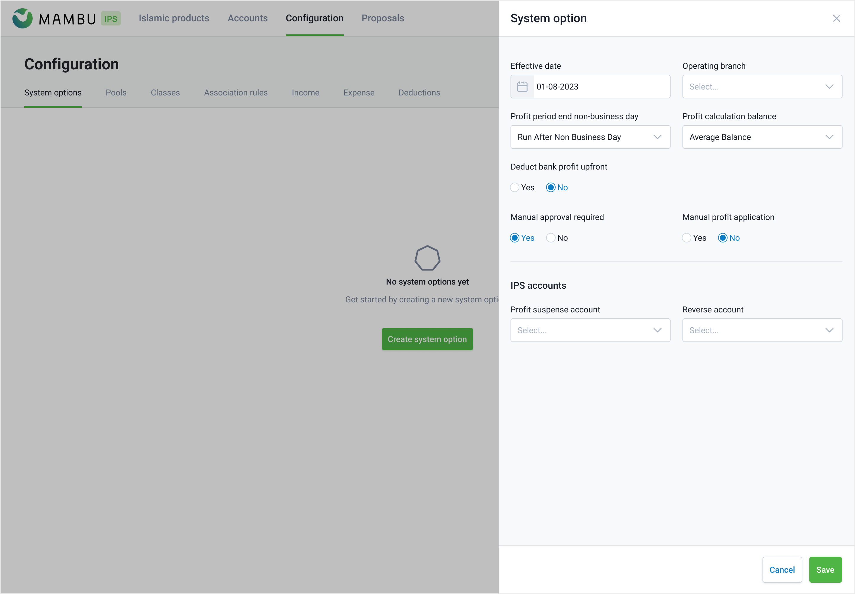 Create System Option